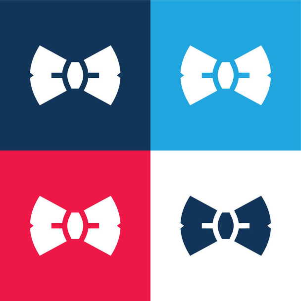 Bowtie azul y rojo conjunto de iconos mínimo de cuatro colores - Vector, imagen