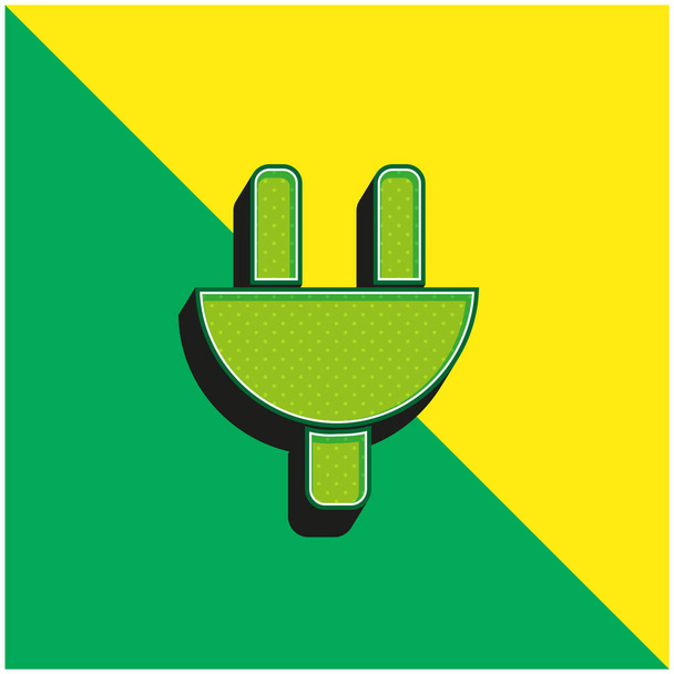 Black Plug Head Green and yellow modern 3d vector icon logo - Vector, Image