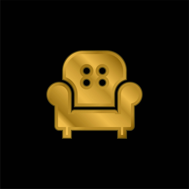 Armchair gold plated metalic icon or logo vector - Vector, Image