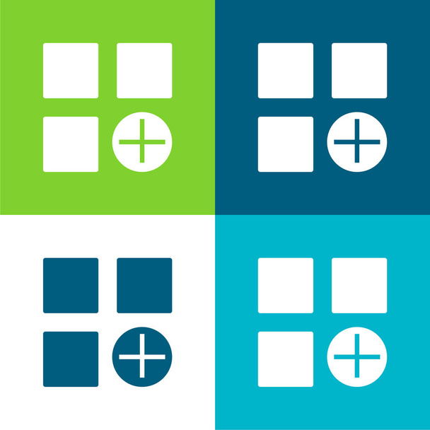 Añadir Plano de cuatro colores mínimo icono conjunto - Vector, imagen