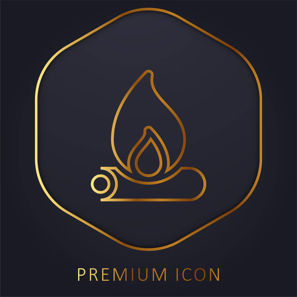 Bonfire línea de oro logotipo premium o icono - Vector, Imagen