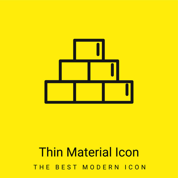 Obrys cegieł Symbol wewnątrz koła minimalna jasnożółta ikona materiału - Wektor, obraz