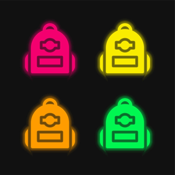 Bolsa de cuatro colores brillante icono de vectores de neón - Vector, Imagen