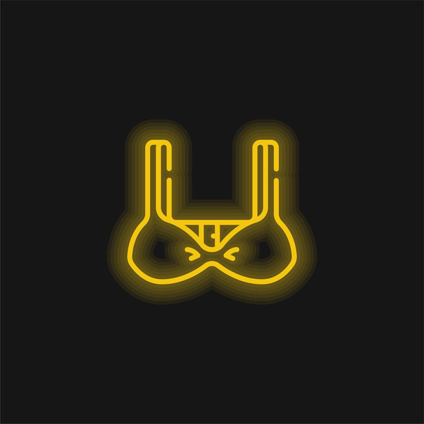 Sutiã amarelo brilhante ícone de néon - Vetor, Imagem