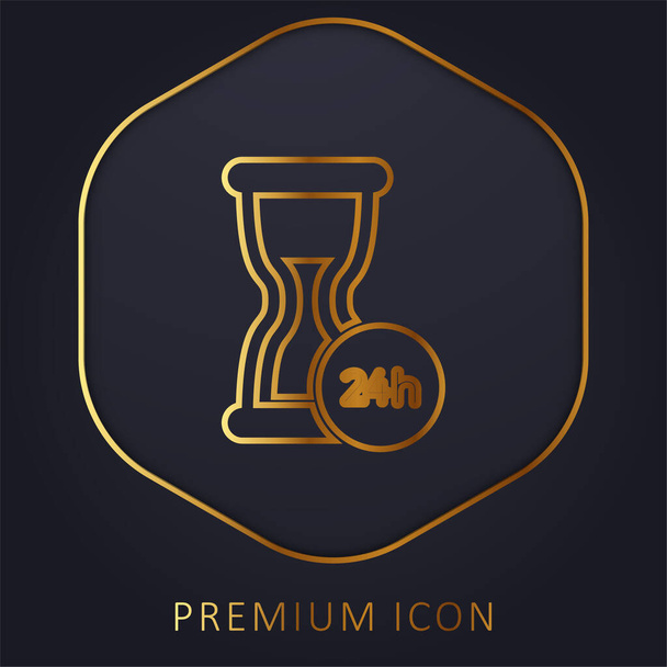 24 horas Suporte linha dourada logotipo premium ou ícone - Vetor, Imagem