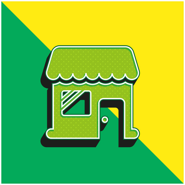 ビッグストア緑と黄色のモダンな3Dベクトルアイコンのロゴ - ベクター画像