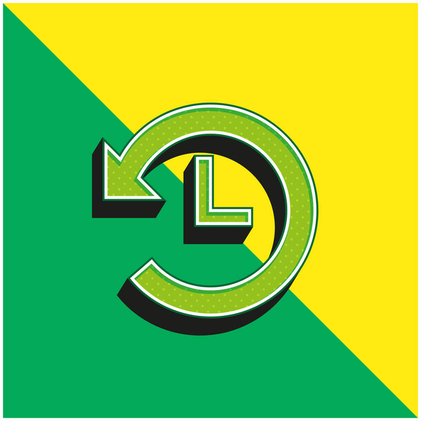Tiempo hacia atrás Verde y amarillo moderno vector 3d icono logotipo - Vector, Imagen