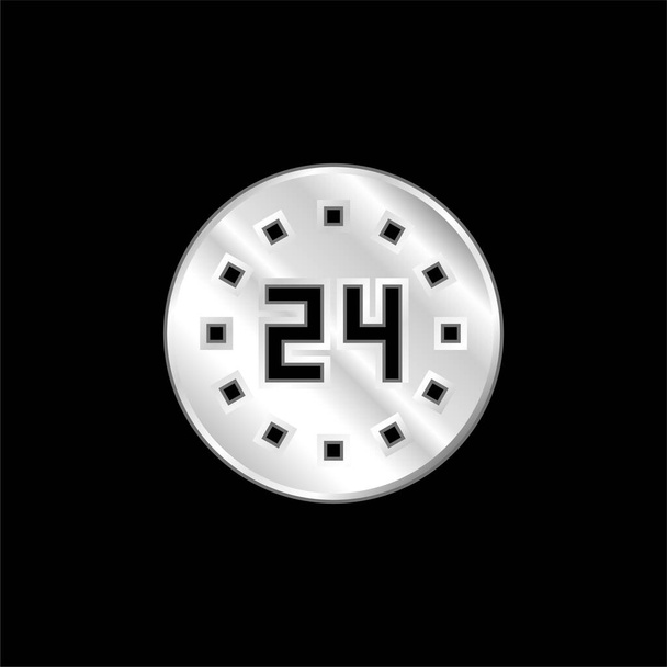 24 Stunden versilbertes Metallic-Symbol - Vektor, Bild