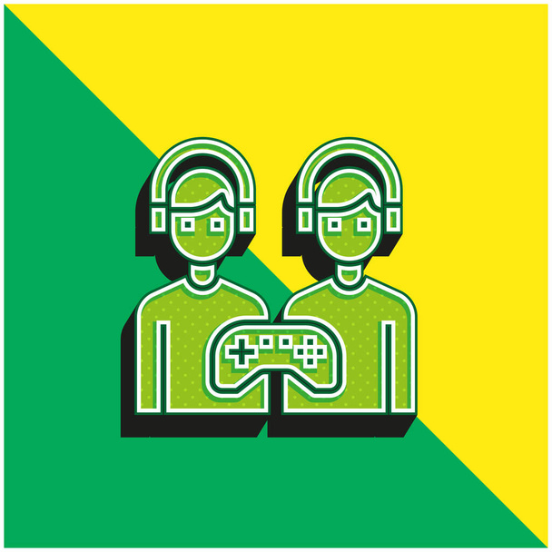 Logo vectoriel 3D moderne vert et jaune Battle - Vecteur, image