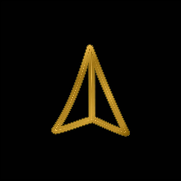 Flèche pointant vers le haut Dessiné à la main Symbole plaqué or icône métallique ou logo vecteur - Vecteur, image