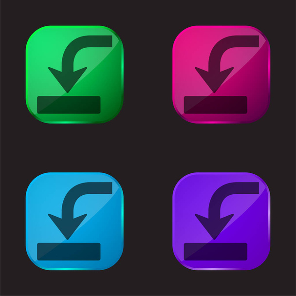 Flecha en el símbolo de la unidad icono de botón de cristal de cuatro colores - Vector, imagen