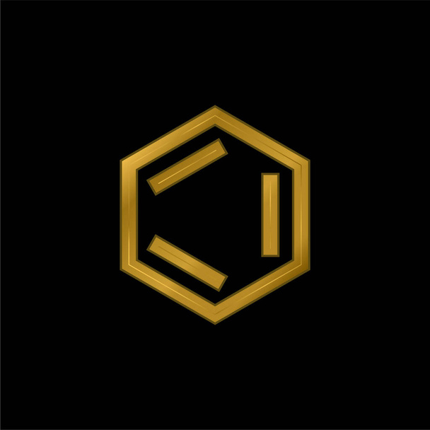 Benzene gold plated metalic icon or logo vector - Vector, Image