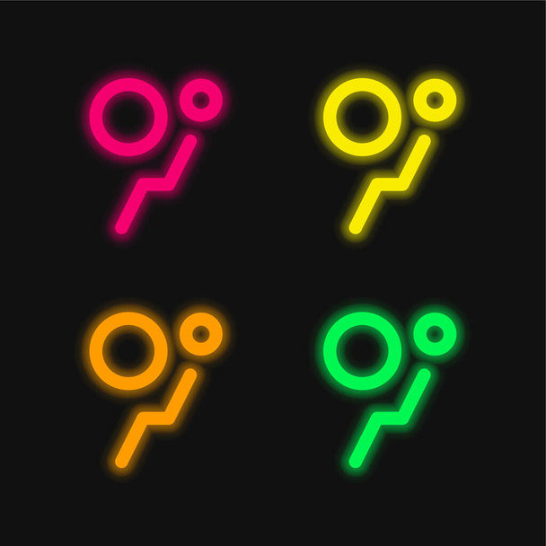 Hava yastığı dört renk parlayan neon vektör simgesi - Vektör, Görsel