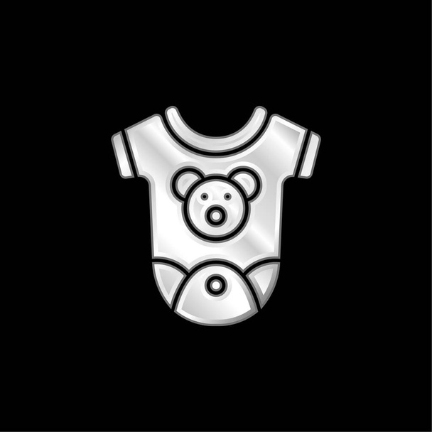 Dětské oblečení postříbřená kovová ikona - Vektor, obrázek