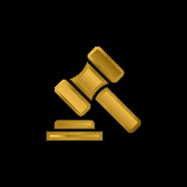 Auction gold plated metalic icon or logo vector - Vector, Image