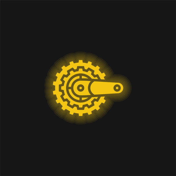 Icona al neon luminoso giallo bici - Vettoriali, immagini