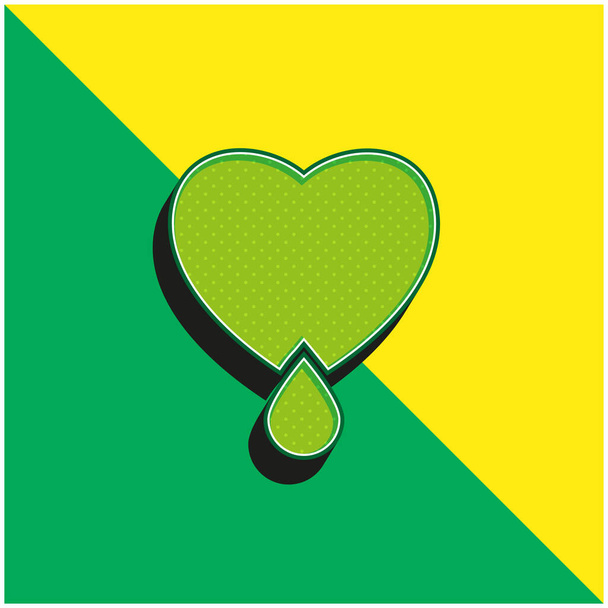 Sangrado Corazón Verde y amarillo moderno logotipo del icono del vector 3d - Vector, imagen