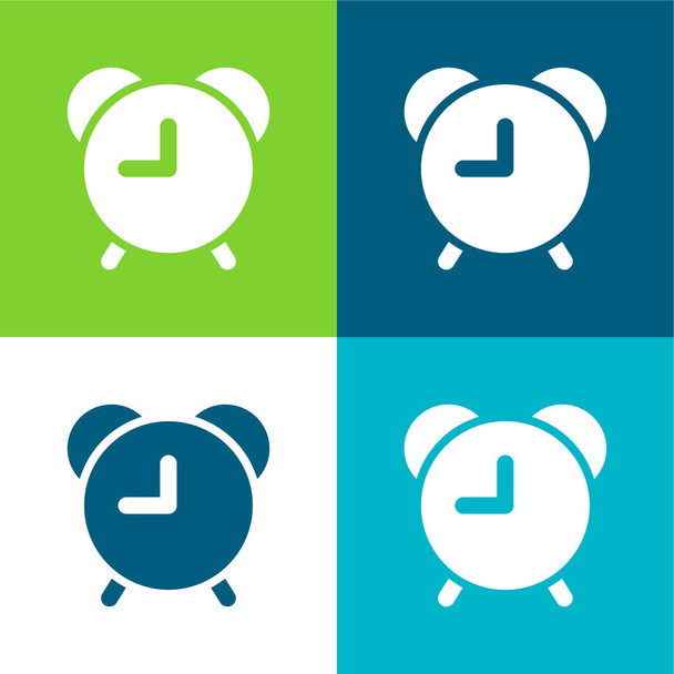 Relógio de alarme Flat quatro cores conjunto de ícones mínimos - Vetor, Imagem