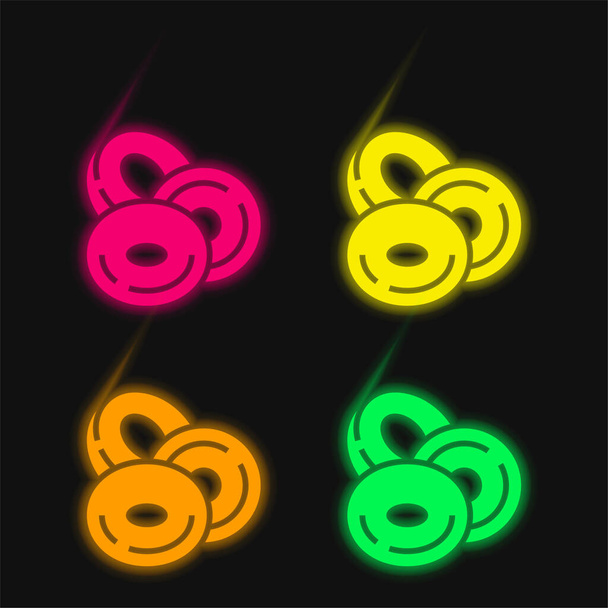 Vérsejtek négy szín izzó neon vektor ikon - Vektor, kép