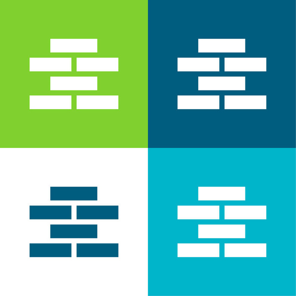 Brick Wall Flat vier kleuren minimale pictogram set - Vector, afbeelding