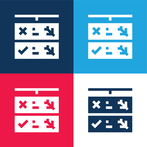 Doba nástupu modrá a červená čtyři barvy minimální ikona nastavena - Vektor, obrázek