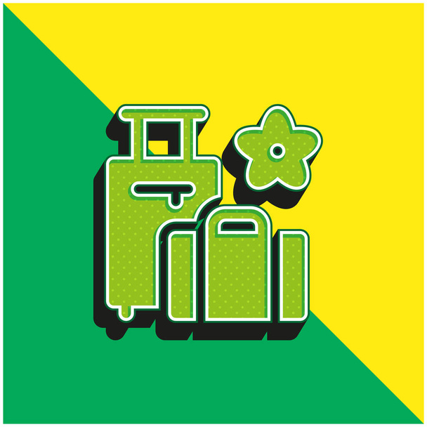 Gepäck Grünes und gelbes modernes 3D-Vektorsymbol-Logo - Vektor, Bild