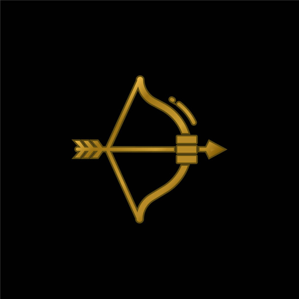 Bow And Arrow pozlacená metalická ikona nebo vektor loga - Vektor, obrázek