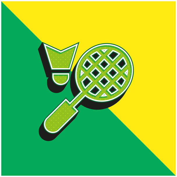 Badminton Logo vectoriel 3D moderne vert et jaune - Vecteur, image