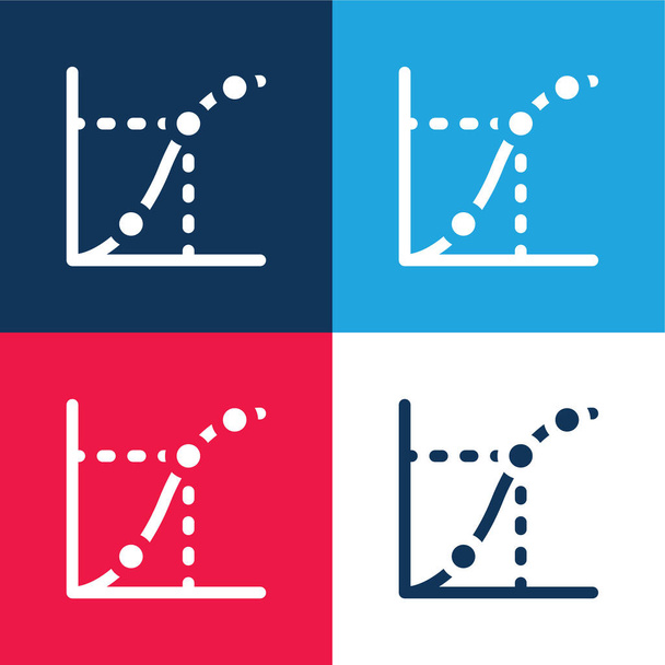 Eje azul y rojo conjunto de iconos mínimo de cuatro colores - Vector, imagen