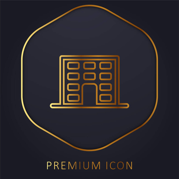 Aparments Building golden line premium logo or icon - Vector, Image