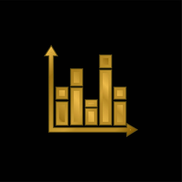 Barras Gráfico banhado a ouro ícone metálico ou vetor logotipo - Vetor, Imagem