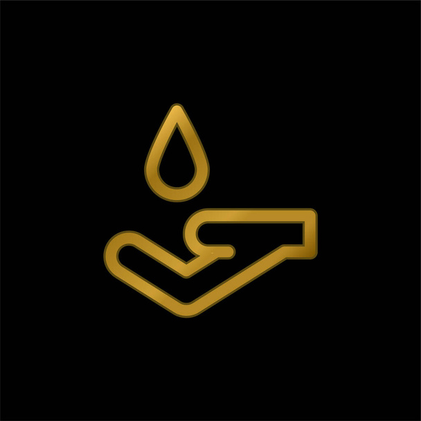 Donación de sangre chapado en oro icono metálico o logo vector - Vector, Imagen