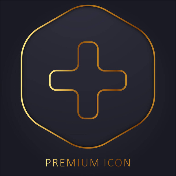 Black Plus Sign logotipo de línea dorada premium o icono - Vector, imagen