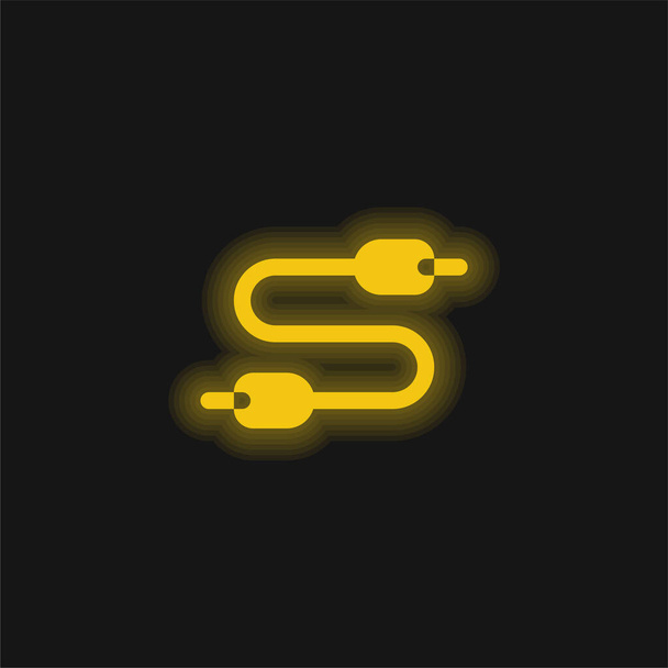 Audio Jack geel gloeiende neon pictogram - Vector, afbeelding