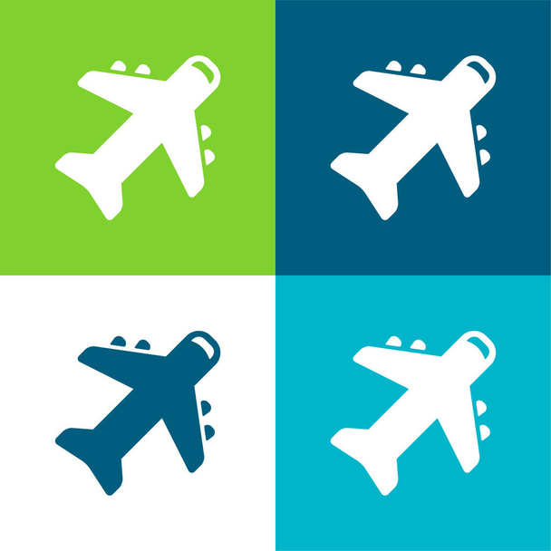 Avião Plano quatro cores conjunto de ícones mínimos - Vetor, Imagem