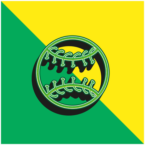 Baseball Ball Outline Logo icona vettoriale 3d moderna verde e gialla - Vettoriali, immagini