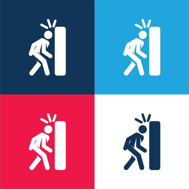 Accident blue and red four color minimal icon set - Vector, Image