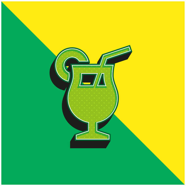 İçecek Yeşil ve sarı modern 3d vektör simgesi logosu - Vektör, Görsel