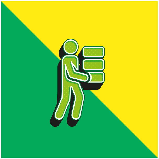 Tijolos Verde e amarelo moderno logotipo vetor 3d ícone - Vetor, Imagem