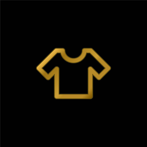 Basic T Shirt gold plated metalic icon or logo vector - Vector, Image