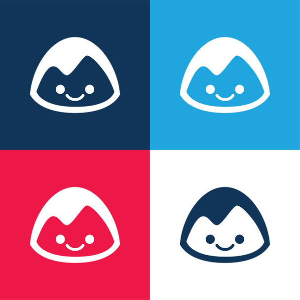 Basecamp niebieski i czerwony zestaw czterech kolorów minimalny zestaw ikon - Wektor, obraz
