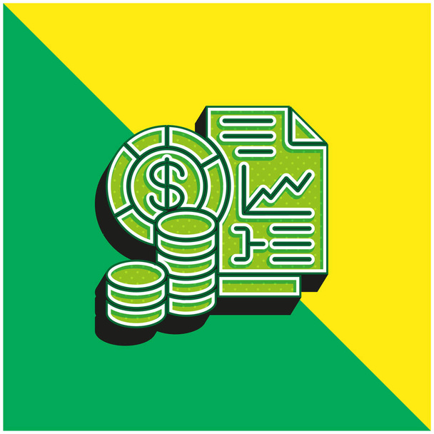 Analytics Groen en geel modern 3D vector icoon logo - Vector, afbeelding