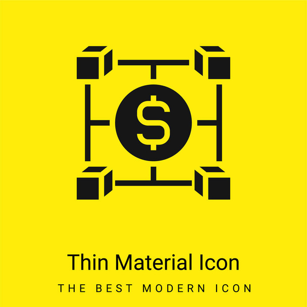Blockchain минимальный ярко-желтый значок материала - Вектор,изображение