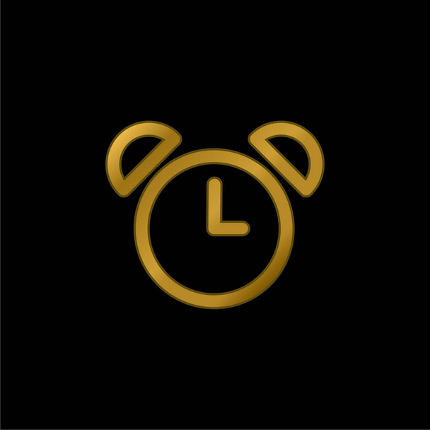 Reloj despertador del viejo diseño chapado en oro icono metálico o logo vector - Vector, Imagen