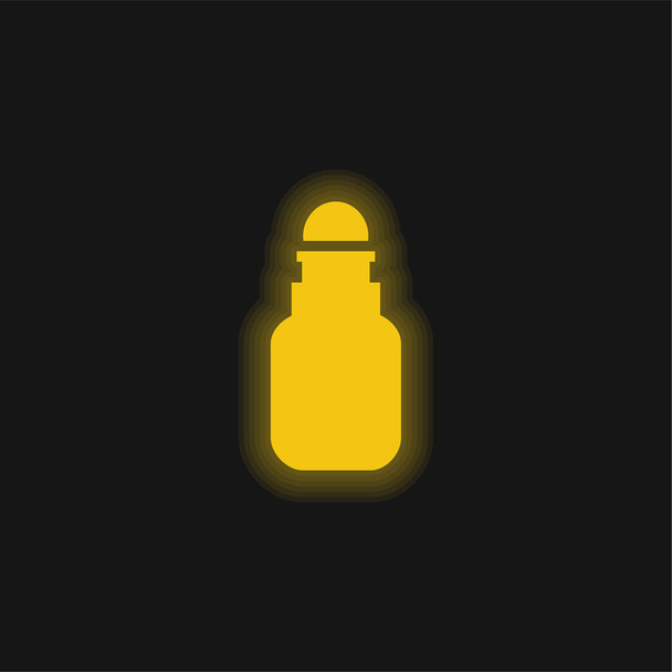 Badkamer Fles geel gloeiende neon pictogram - Vector, afbeelding
