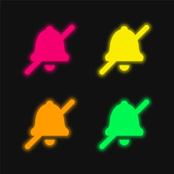 Alarm Off four color glowing neon vector icon - Vector, Image