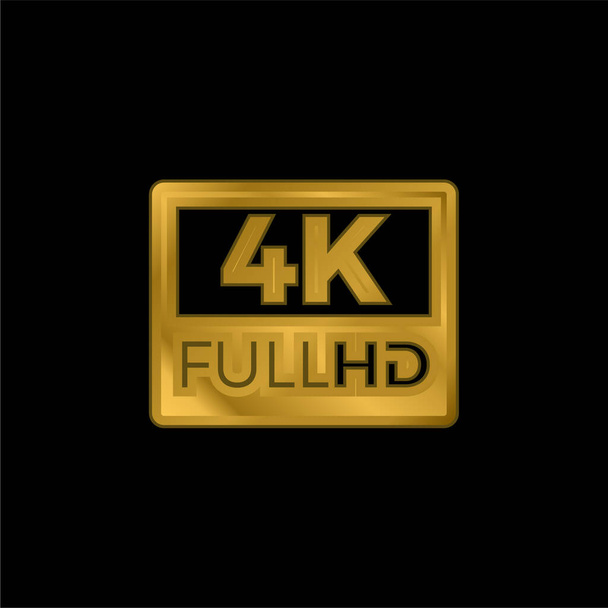 4K FullHD altın kaplama metalik simge veya logo vektörü - Vektör, Görsel