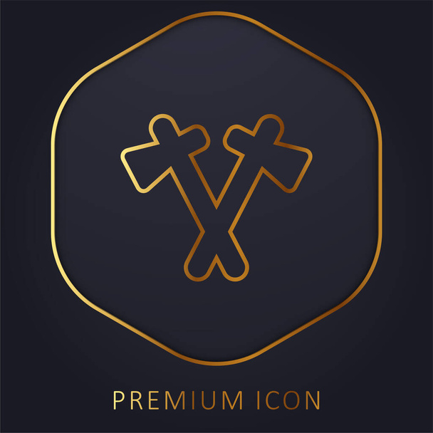 Axes golden line premium logo or icon - Vector, Image