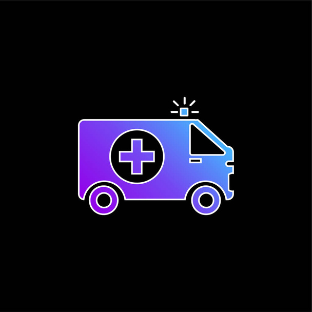 Ambulance With First Aid Sign blue gradient vector icon - Vector, Image