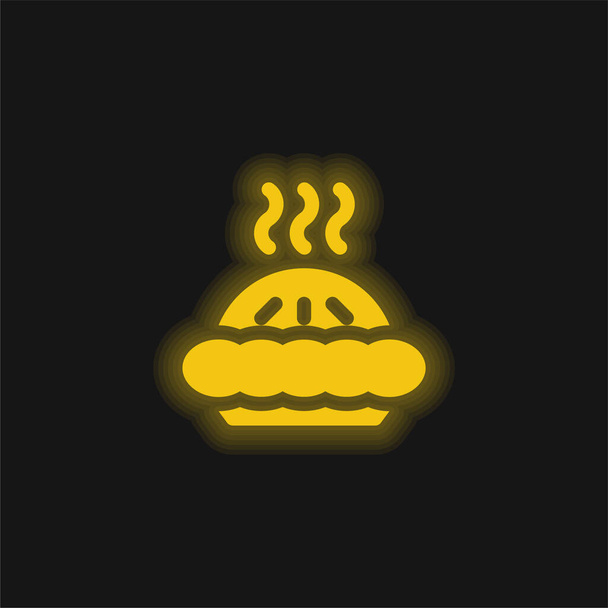 Panadería amarillo brillante icono de neón - Vector, imagen